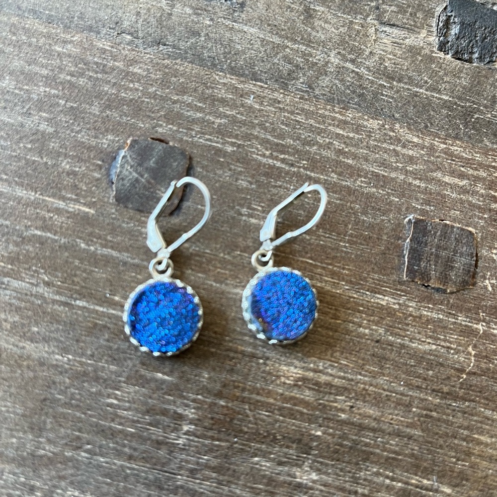 Blue Geode Sterling Earrings